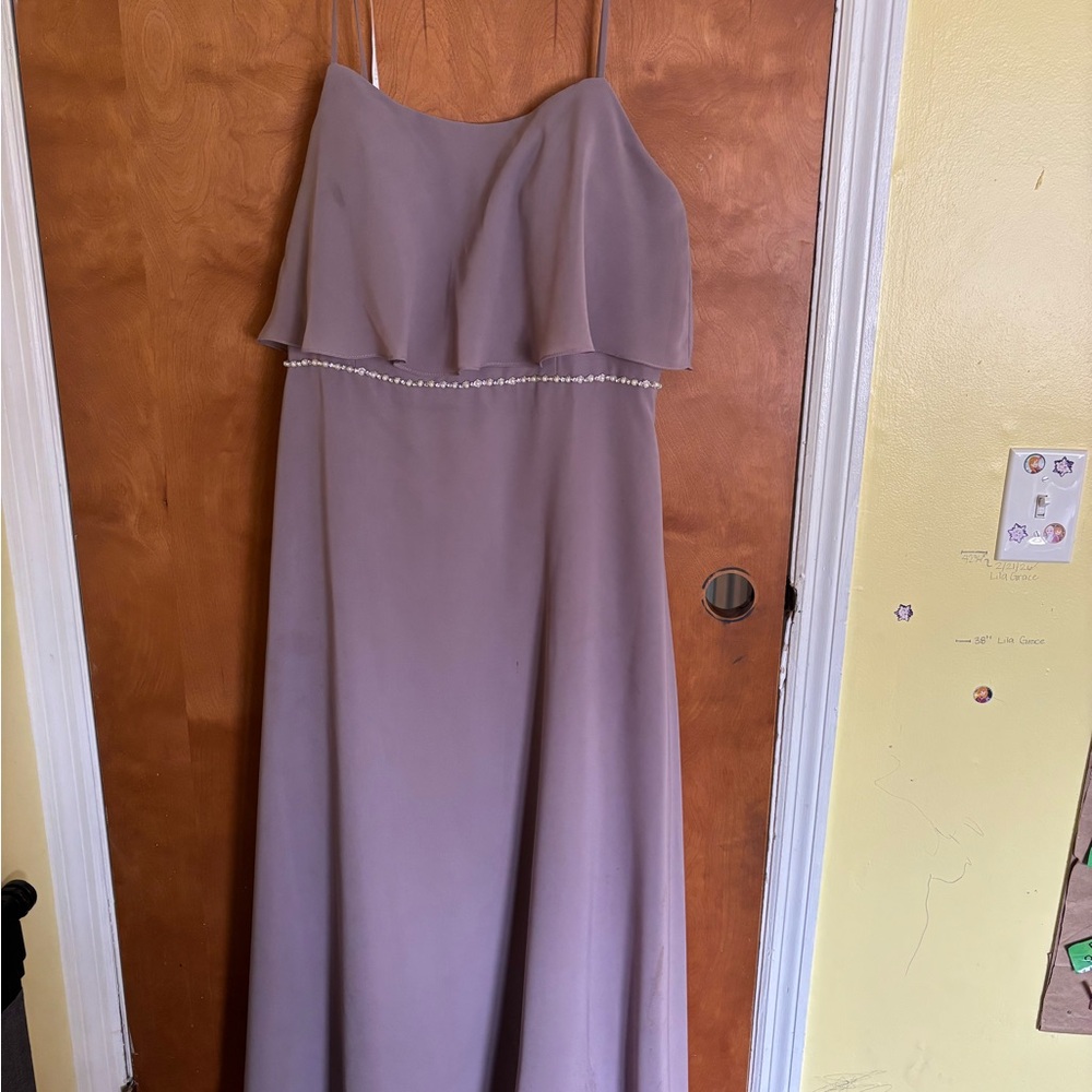 Christina Mauve Strapless Gown with Beaded Waist